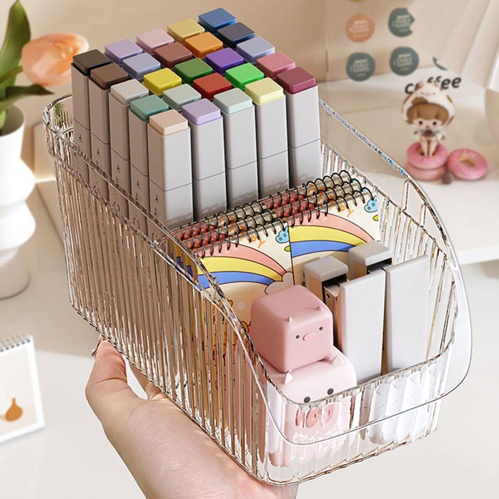 Пластиковый настольный ящик для хранения Прозрачный настольный органайзер для канцелярских принадлежностей Коробка для хранения косметики для школы 
Пластиковый настольный ящик для хранения Прозрачный настольный органайзер для канцелярских принадлежностей Коробка для хранения косметики для школы