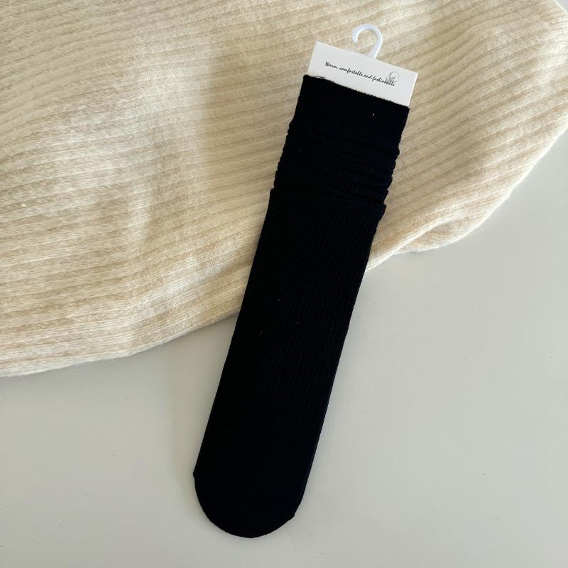 Calf Socks Double Needle Mid-Length Stacked Socks Vertical Striped Collegiate Style Solid Color Versatile Knee-High Socks One size fits all чорний
Calf Socks Double Needle Mid-Length Stacked Socks Vertical Striped Collegiate Style Solid Color Versatile Knee-High Socks One size fits all чорний