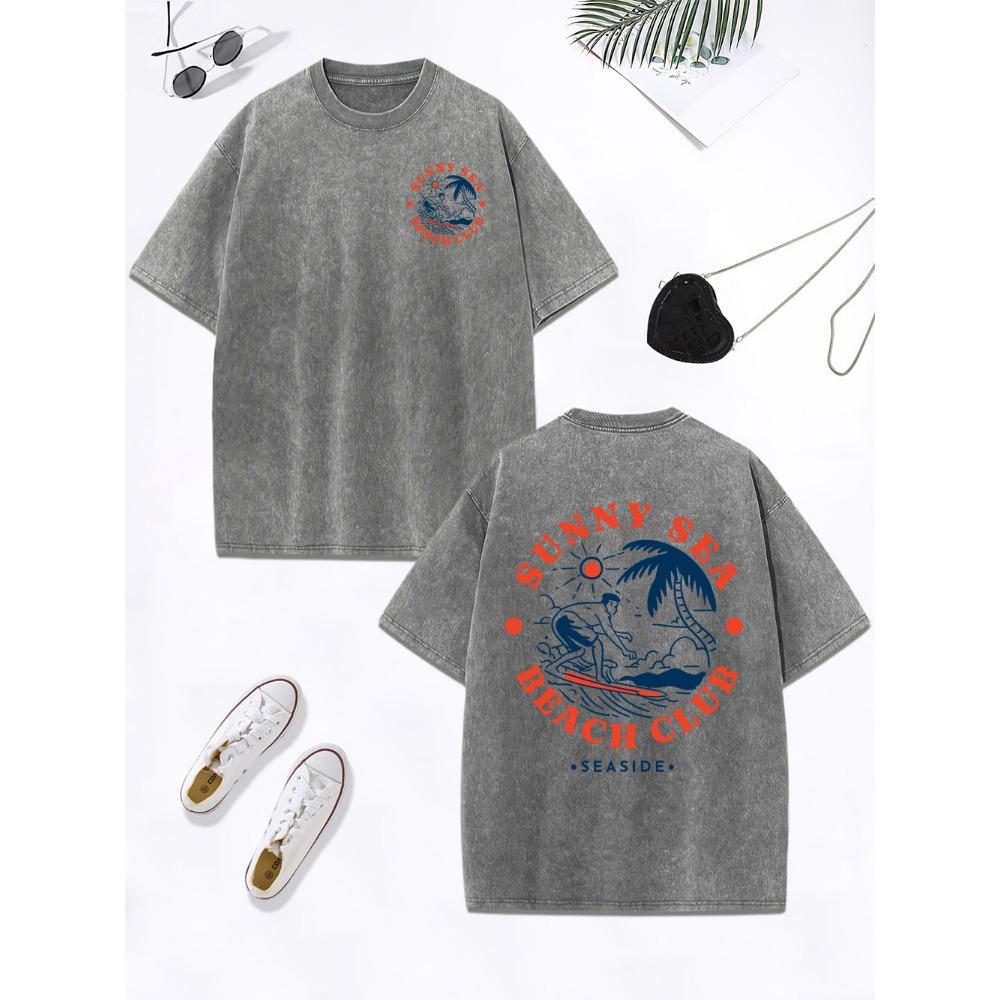 Sunny Sea Beach Club Футболка с принтами для серфинга, женская хлопковая футболка оверсайз, удобная футболка с круглым вырезом, состаренный топ, одежда 3XL
Sunny Sea Beach Club Футболка с принтами для серфинга, женская хлопковая футболка оверсайз, удобная футболка с круглым вырезом, состаренный топ, одежда 3XL