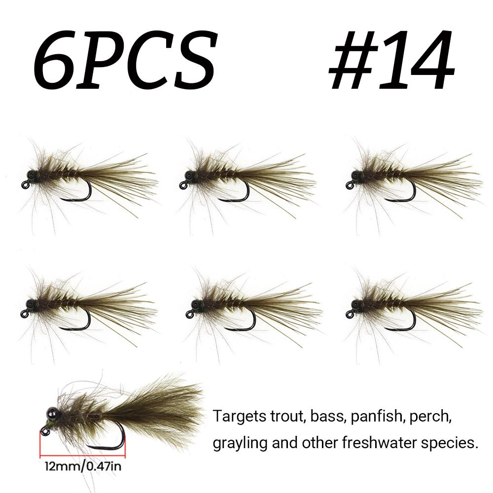 6PCS Fly Fishing Damselfly Nymph Flies #12 #14, Olive CDC Wet Nymphs with Non-Barb Hook for Trout Bass
6PCS Fly Fishing Damselfly Nymph Flies #12 #14, Olive CDC Wet Nymphs with Non-Barb Hook for Trout Bass