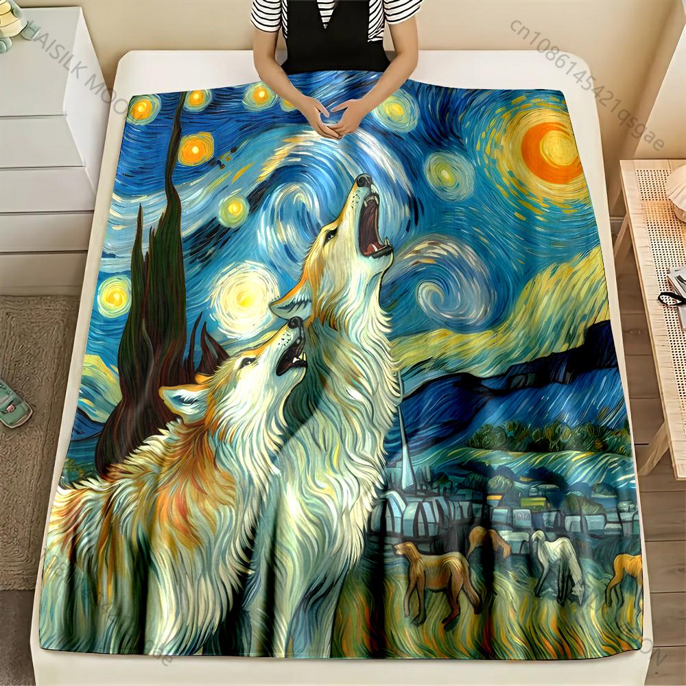 Multi-size Van Gogh Howling Wolves Pattern Blanket Flannel Material Soft Warm for All Seasons Home Outdoor Camping Picnics RV 75x90cm
Multi-size Van Gogh Howling Wolves Pattern Blanket Flannel Material Soft Warm for All Seasons Home Outdoor Camping Picnics RV 75x90cm