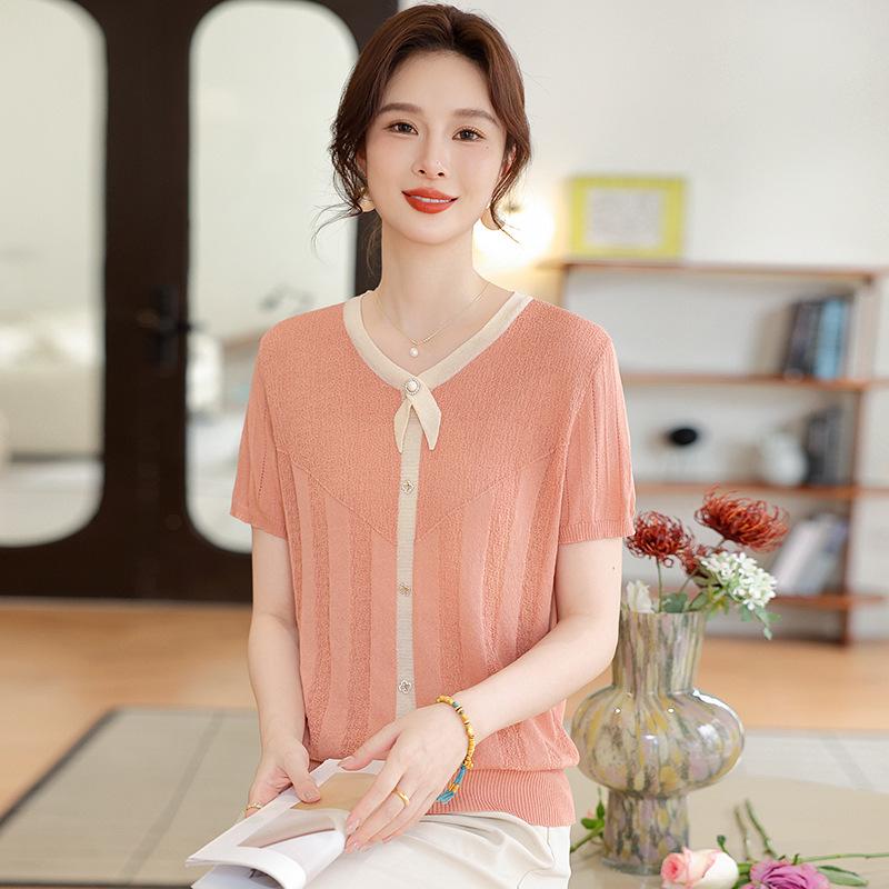 Summer Ice Silk Short-Sleeve Blouse for Middle-Aged & Elderly Women - Stylish, Lightweight Knit T-Shirt 5XL (150-165 lbs)
Summer Ice Silk Short-Sleeve Blouse for Middle-Aged & Elderly Women - Stylish, Lightweight Knit T-Shirt 5XL (150-165 lbs)
