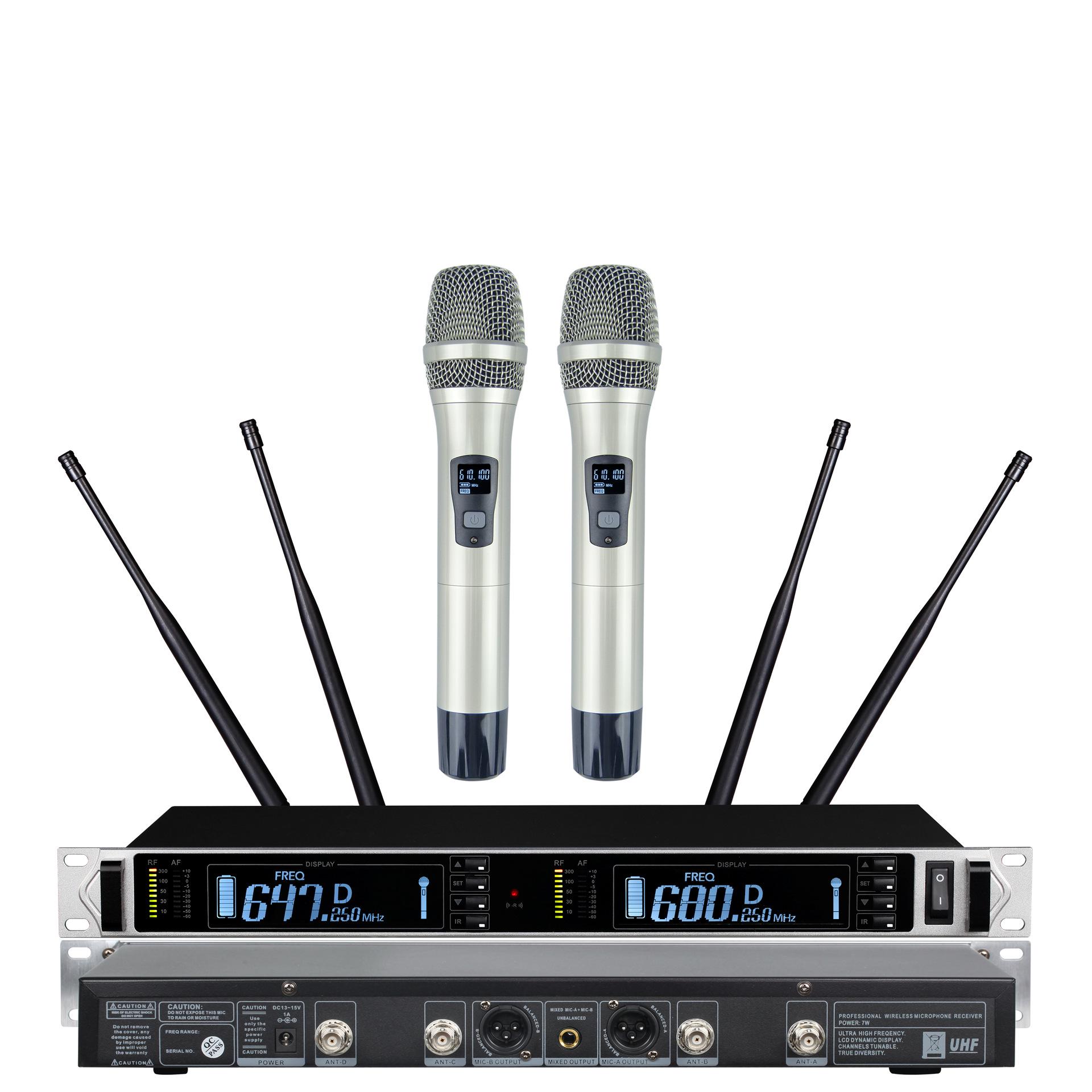 True Diversity Wireless Microphone System with 300m Range - One-to-Two Configuration US Plug
True Diversity Wireless Microphone System with 300m Range - One-to-Two Configuration US Plug