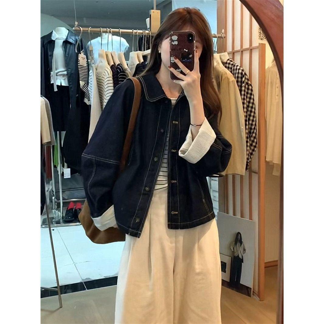 Women s Retro Striped Denim Patchwork Cardigan - Deep Blue, Long Sleeve, Spring/Autumn Trendy Design L (115-130 Jin)
Women s Retro Striped Denim Patchwork Cardigan - Deep Blue, Long Sleeve, Spring/Autumn Trendy Design L (115-130 Jin)