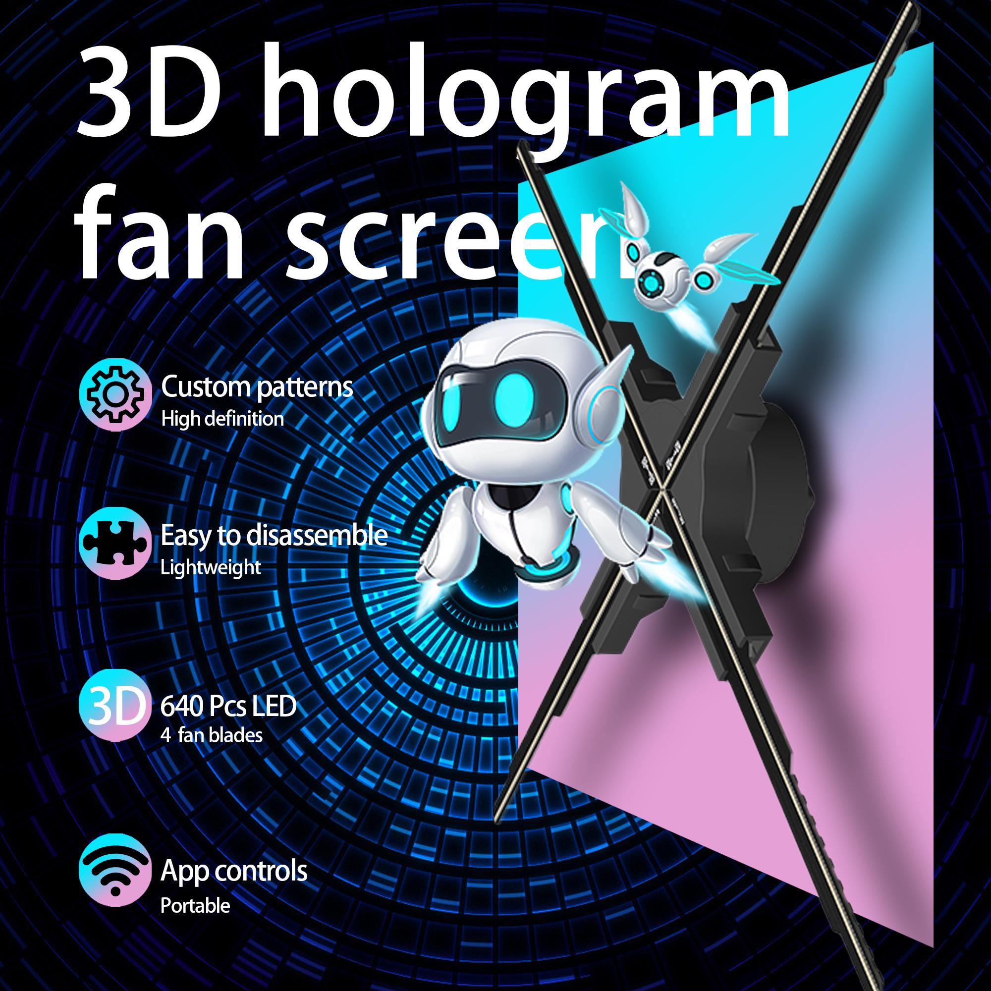3D Голограмний Вентилятор, 50см (19.7 Дюймів)HD LED Голографічний Обертовий Дисплей , 4-Лопатевий голограмний проєктор Прозорий Носій
3D Голограмний Вентилятор, 50см (19.7 Дюймів)HD LED Голографічний Обертовий Дисплей , 4-Лопатевий голограмний проєктор Прозорий Носій