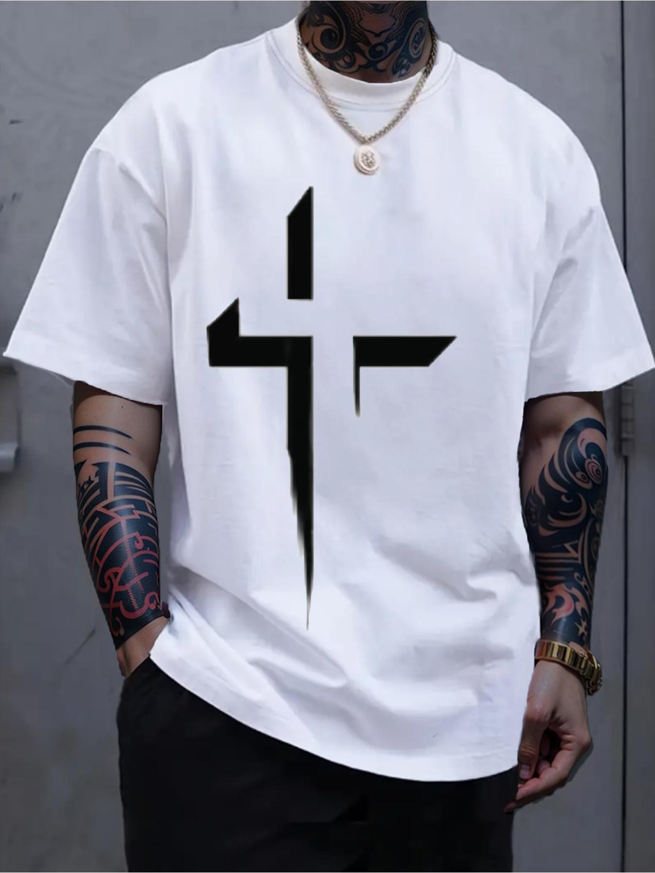 All-Season 100% Cotton Crew Neck T-shirt with Bold White Cross Print - Soft Breathable Regular Fit Short Sleeve Tee for Daily & Weekend Wear M
All-Season 100% Cotton Crew Neck T-shirt with Bold White Cross Print - Soft Breathable Regular Fit Short Sleeve Tee for Daily & Weekend Wear M