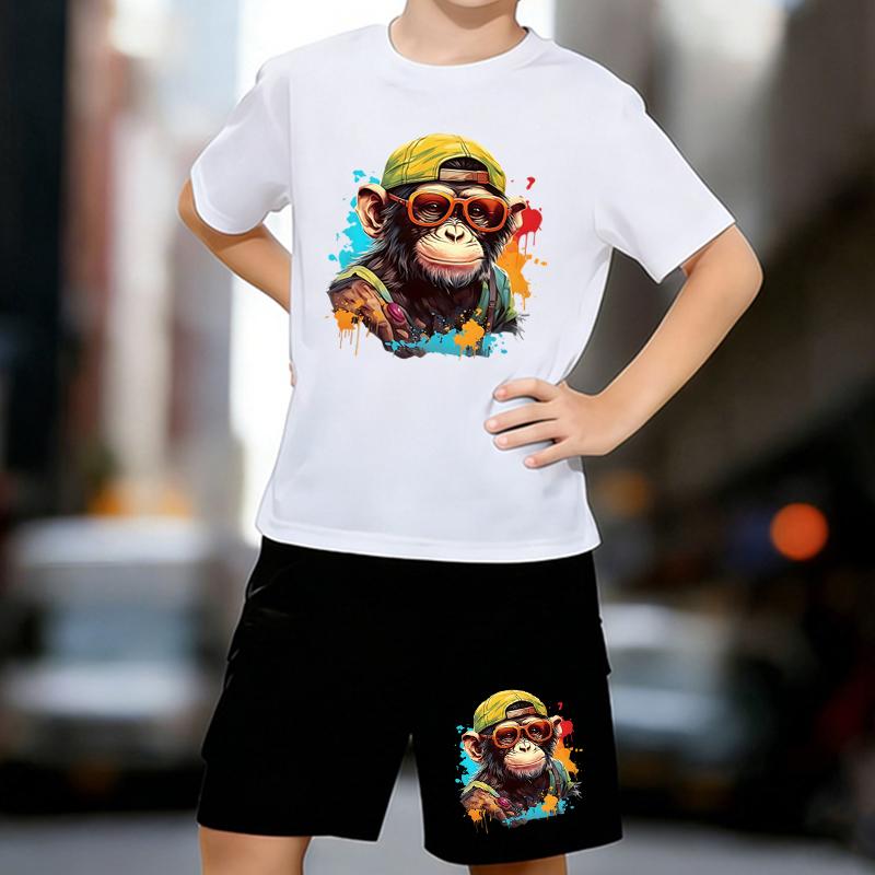 Boys 2 Piece Graffiti monkey printed outfit, Short Sleeve T-Shirt and Shorts Set for Kids Age 5-14,Black,White Sporty Casual Summer Clothes 13-14 Years
Boys 2 Piece Graffiti monkey printed outfit, Short Sleeve T-Shirt and Shorts Set for Kids Age 5-14,Black,White Sporty Casual Summer Clothes 13-14 Years