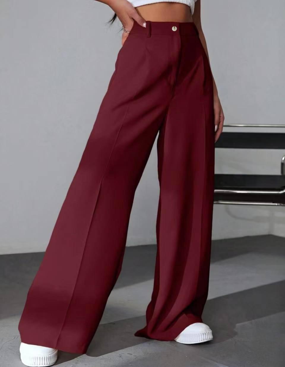 European and American Women s Solid Color High Waist Versatile Suit Pants - Fashionable Straight Leg Casual Trousers Extra Large вина червоного кольору
European and American Women s Solid Color High Waist Versatile Suit Pants - Fashionable Straight Leg Casual Trousers Extra Large вина червоного кольору