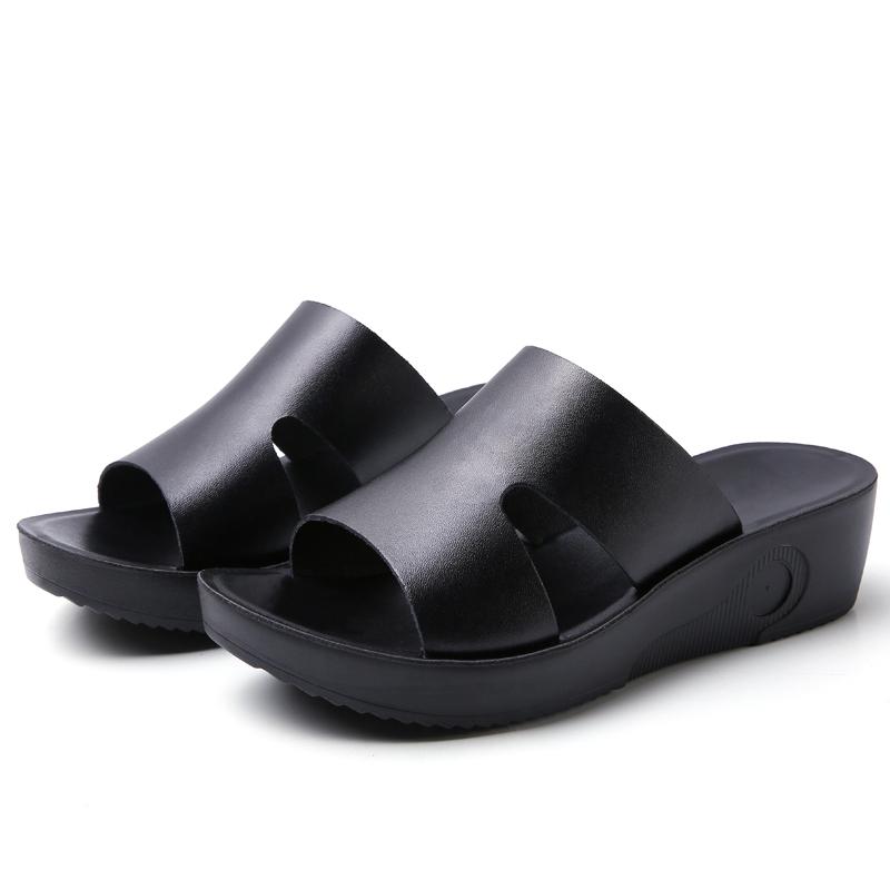 Новые повседневные женские сандалии из искусственной кожи с нескользящей подошвой, тапочки 40 чёрный