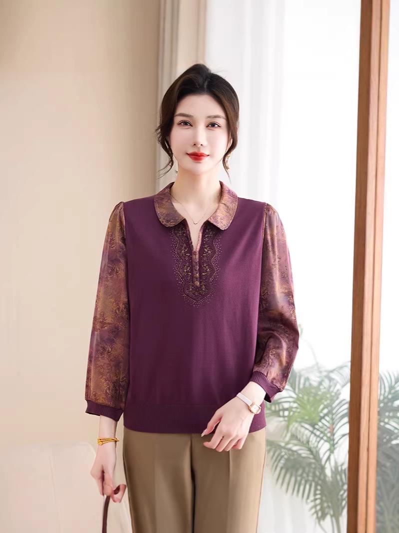 Spring Knit Wool Sweater with Chiffon Splice for Middle-Aged & Elderly Mothers – Loose Fit, Plus Size, Printed Lapel Base Layer M (85-105 jin) фиолетовый
Spring Knit Wool Sweater with Chiffon Splice for Middle-Aged & Elderly Mothers – Loose Fit, Plus Size, Printed Lapel Base Layer M (85-105 jin) фиолетовый