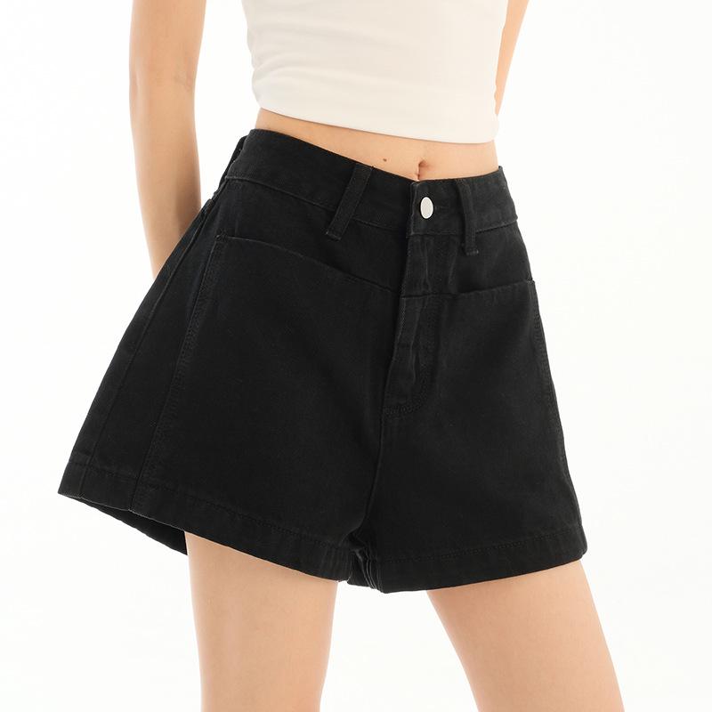 Женские шорты А-силуэта из белого денима с высокой посадкой - Коллекция Лето 2025, Моделирующий и универсальный дизайн с широкими штанинами Medium чёрный
Женские шорты А-силуэта из белого денима с высокой посадкой - Коллекция Лето 2025, Моделирующий и универсальный дизайн с широкими штанинами Medium чёрный