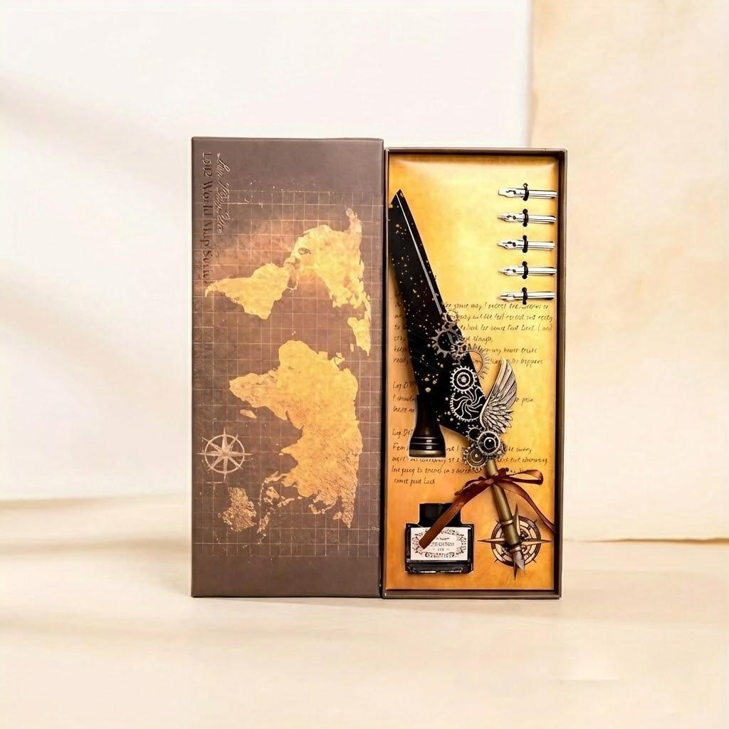 Vintage Wing Design Dip Pen Set with Stand Classic Feather Shape for Calligraphy Art Signature Craft 15ml Refill Ink Bottle чорний
Vintage Wing Design Dip Pen Set with Stand Classic Feather Shape for Calligraphy Art Signature Craft 15ml Refill Ink Bottle чорний