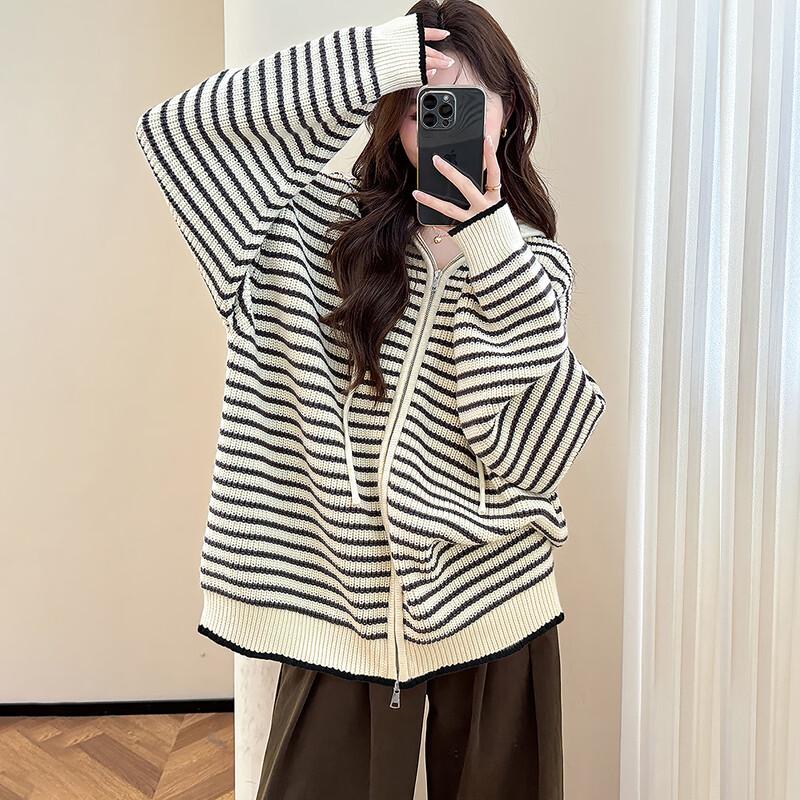TonLion Women s Striped Hooded Knitted Cardigan S
TonLion Women s Striped Hooded Knitted Cardigan S