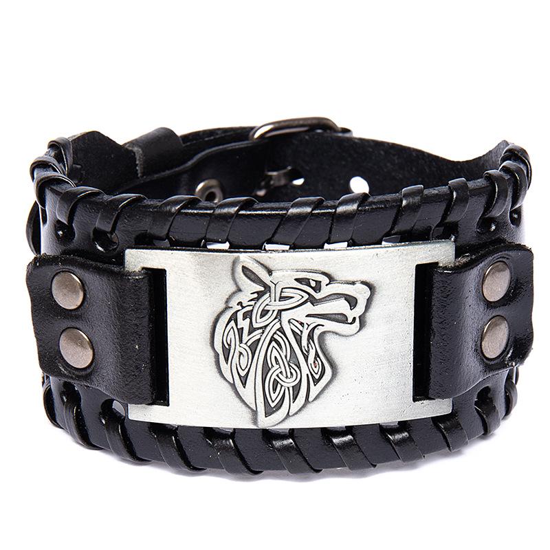 Handmade Genuine Leather Double-Layer Wolf Head Alloy Bracelet - European & American Style
Handmade Genuine Leather Double-Layer Wolf Head Alloy Bracelet - European & American Style