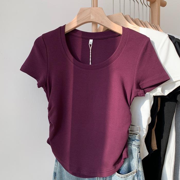 Special irregular hem pleated T-shirt women s design short small top solid color U-neck slim-fit bottoming shirt XL фіолетовий
Special irregular hem pleated T-shirt women s design short small top solid color U-neck slim-fit bottoming shirt XL фіолетовий