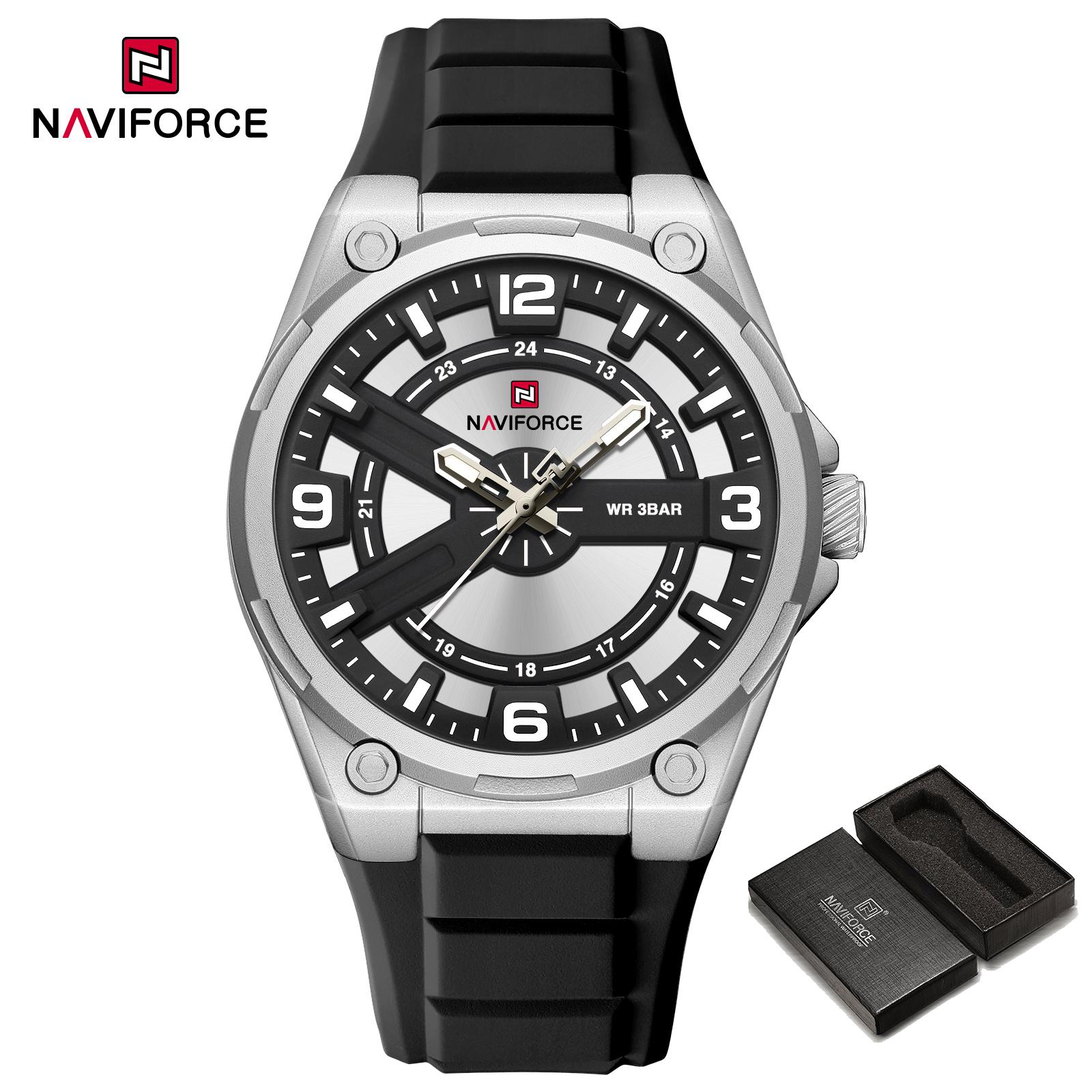 Naviforce Оригинальные мужские кварцевые часы Светящиеся стрелки Водонепроницаемость 3 АТМ Силиконовый ремешок Круглые Мужские Модные часы для мальчиков NF9260 серебряный/белый
Naviforce Оригинальные мужские кварцевые часы Светящиеся стрелки Водонепроницаемость 3 АТМ Силиконовый ремешок Круглые Мужские Модные часы для мальчиков NF9260 серебряный/белый