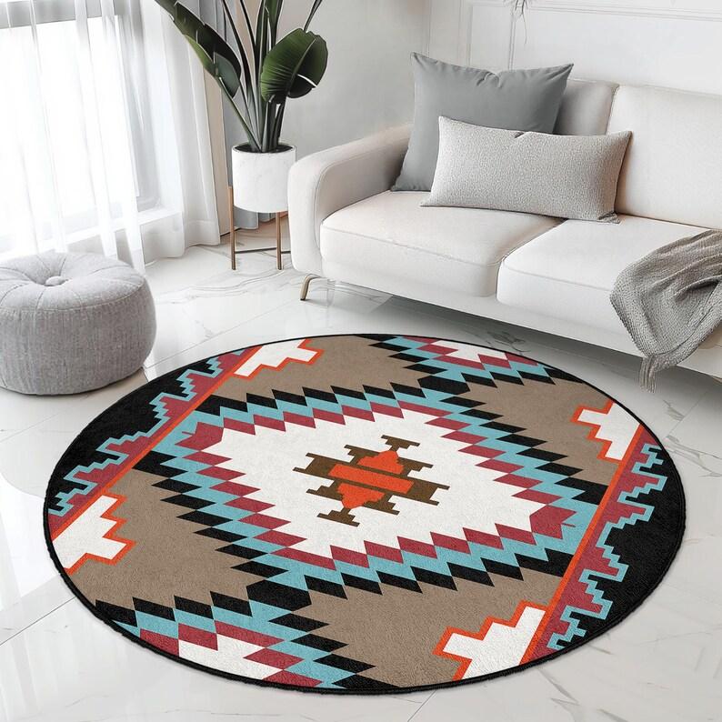 American Indian Style Round Rug Geometric Pattern Floor Mat Boho Soft Non-Slip Home Decor Carpet for Living Room Bedroom 80cm x 80cm
American Indian Style Round Rug Geometric Pattern Floor Mat Boho Soft Non-Slip Home Decor Carpet for Living Room Bedroom 80cm x 80cm