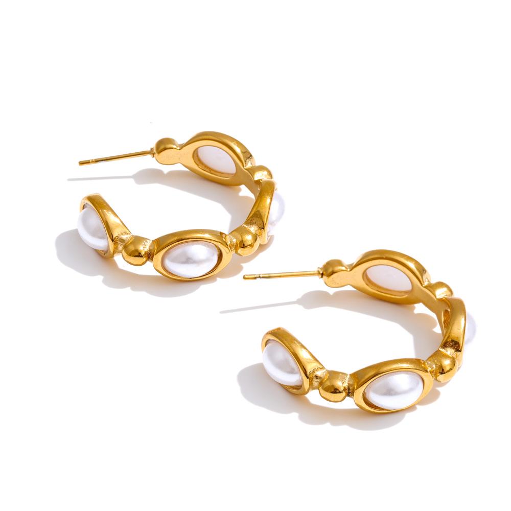 Yhpup Simulated Pearls C-Shape Hoop Earrings for All Occasions Stainless Steel Vintage Fashion Korean Daily Basic Jewelry Gift
Yhpup Simulated Pearls C-Shape Hoop Earrings for All Occasions Stainless Steel Vintage Fashion Korean Daily Basic Jewelry Gift
