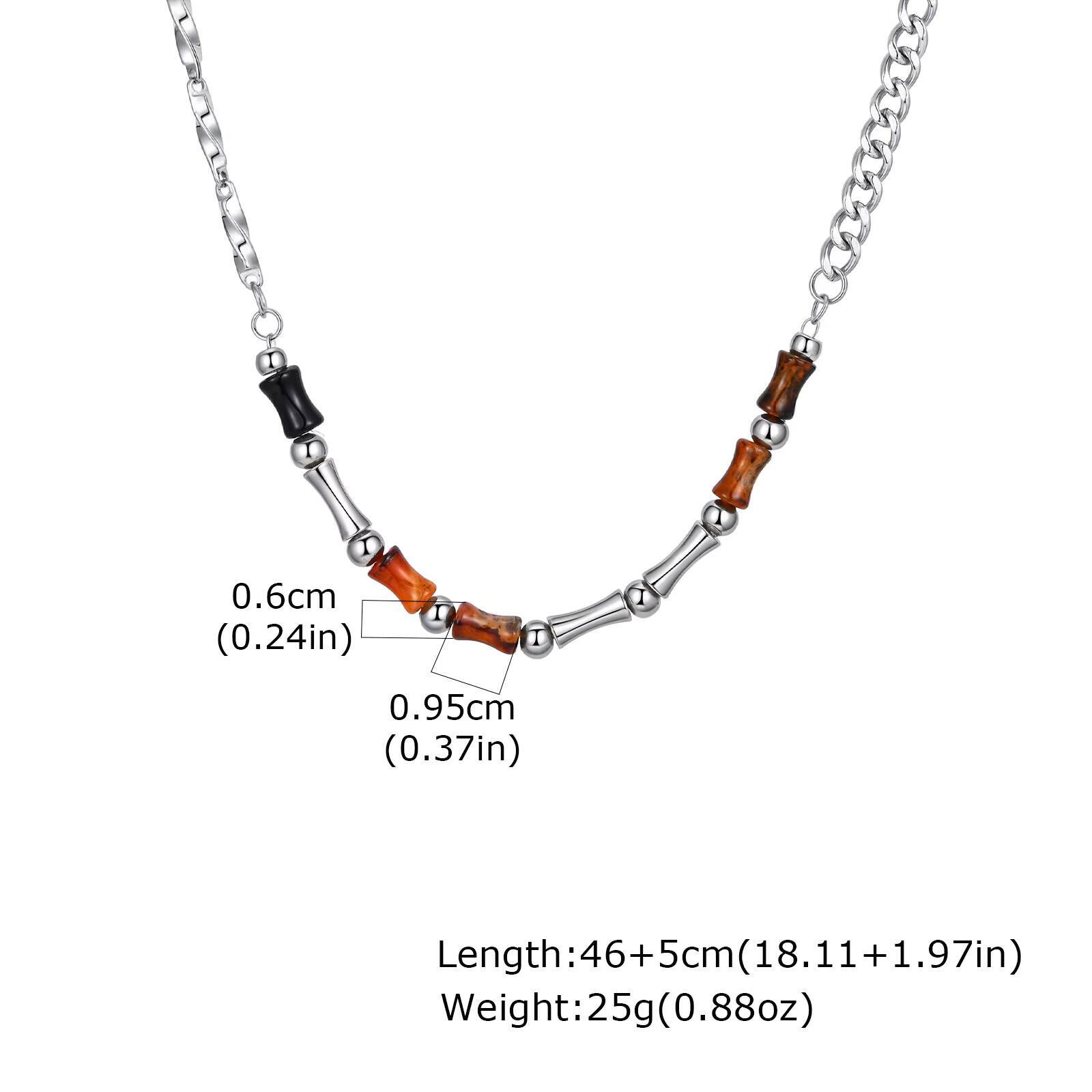 Vnox 46-51cm Adjustable Steel Bamboo Necklace with Lobster Clasp, Natural Agate Beads Minimalist Jewelry Gift for Men Women
Vnox 46-51cm Adjustable Steel Bamboo Necklace with Lobster Clasp, Natural Agate Beads Minimalist Jewelry Gift for Men Women