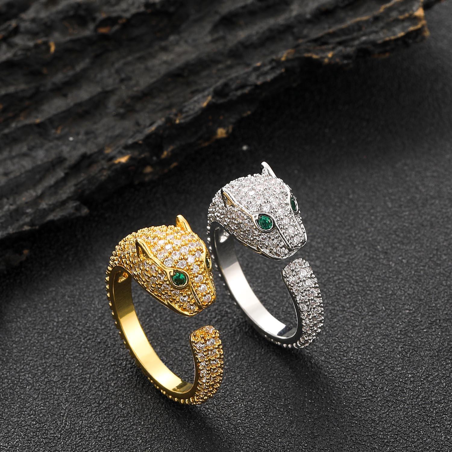 European and American Leopard Head Full Diamond Zircon Adjustable Open Ring - Fashionable and Versatile Couples Accessory
European and American Leopard Head Full Diamond Zircon Adjustable Open Ring - Fashionable and Versatile Couples Accessory