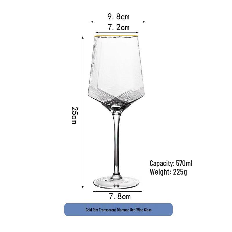 Luxury Crystal Gold Rim Diamond Red Wine Glasses (Set of 2)
Luxury Crystal Gold Rim Diamond Red Wine Glasses (Set of 2)