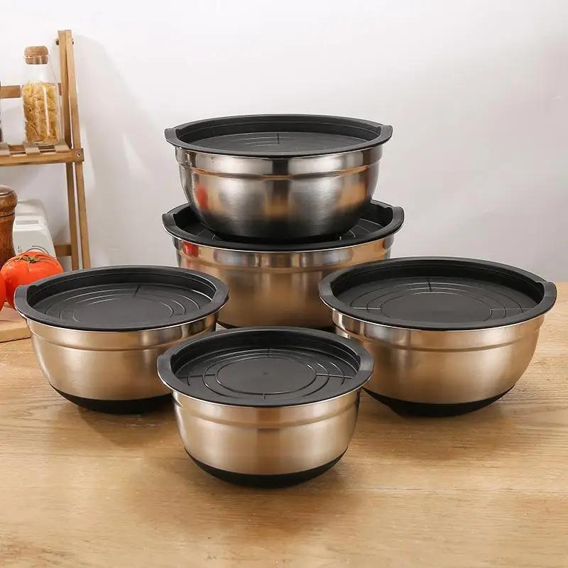Миски для смешивания с герметичными крышками, набор мисок для смешивания из нержавеющей стали, насадки на дно, черные кухонные миски, сервировка для выпечки 22cm чёрный
Миски для смешивания с герметичными крышками, набор мисок для смешивания из нержавеющей стали, насадки на дно, черные кухонные миски, сервировка для выпечки 22cm чёрный