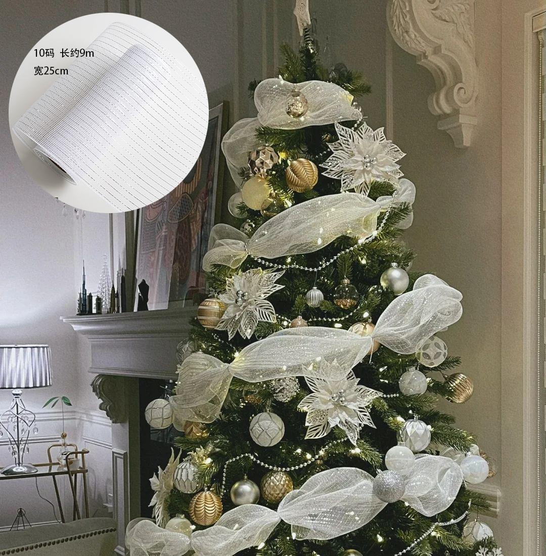 Christmas tree decoration webbing snow yarn belt snowflake ribbon ribbon mesh belt DIY bow decoration material
Christmas tree decoration webbing snow yarn belt snowflake ribbon ribbon mesh belt DIY bow decoration material