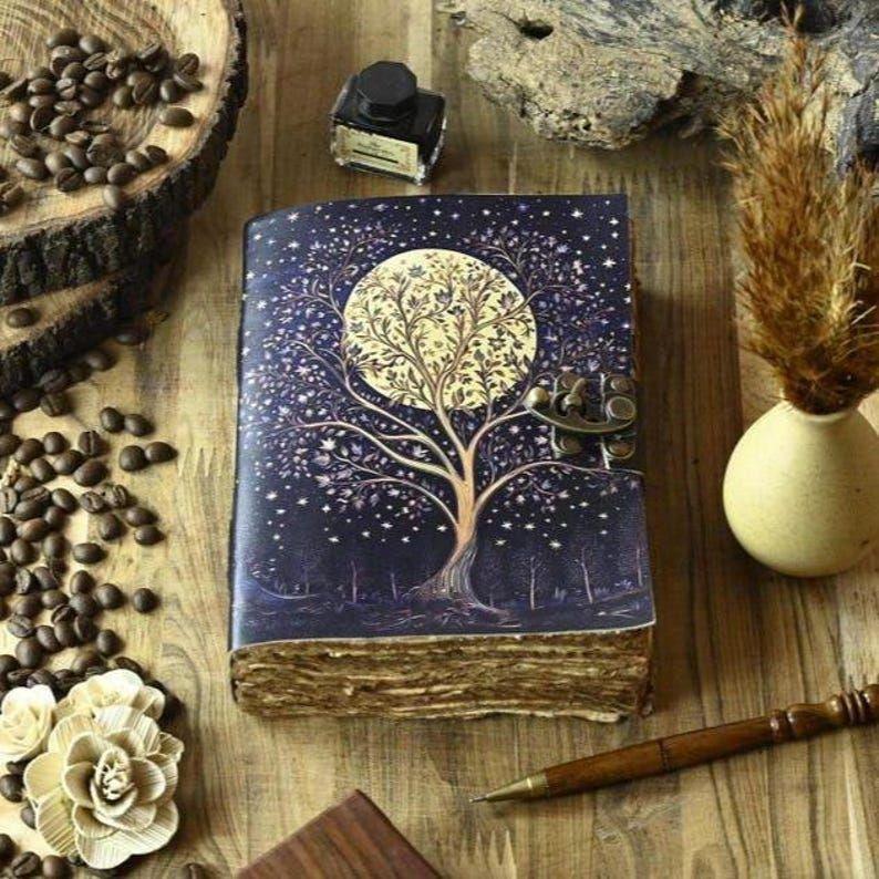 Tree of Life Leather Grimoire Journal: Blank Book of Shadows 8 x 6 inch / 100 page
Tree of Life Leather Grimoire Journal: Blank Book of Shadows 8 x 6 inch / 100 page