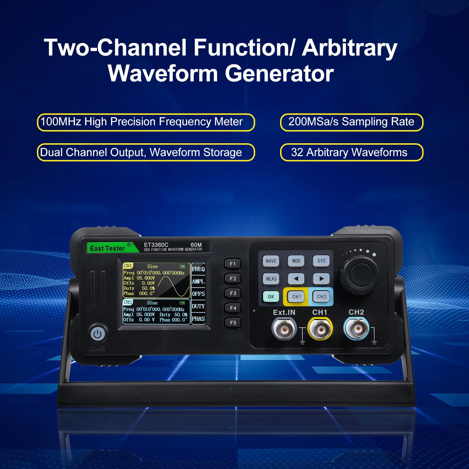 Восточный тестер, двухканальный генератор сигналов произвольной формы, измеритель частоты 60 МГц, импульсный измеритель ET3360C
Восточный тестер, двухканальный генератор сигналов произвольной формы, измеритель частоты 60 МГц, импульсный измеритель ET3360C