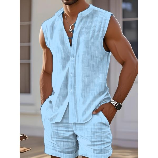 Tank Top Shirt Sleeveless Shorts Beach Suit XXL небо синє кольору
Tank Top Shirt Sleeveless Shorts Beach Suit XXL небо синє кольору