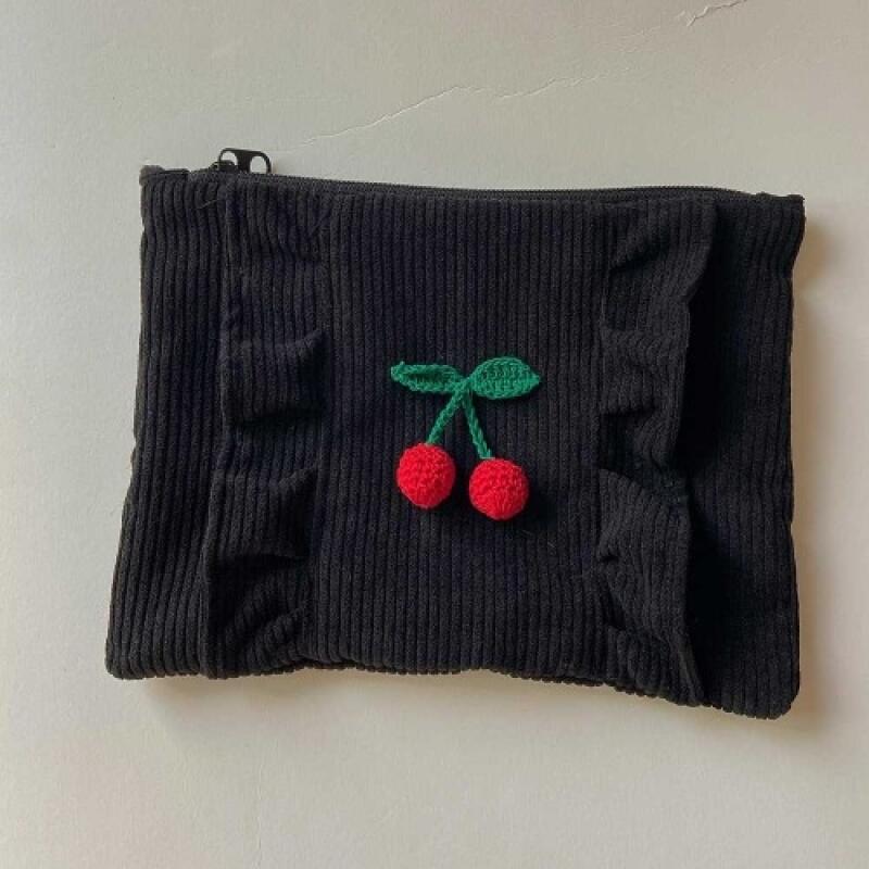 Cherry Frill Pouch (Corduroy Black)
Cherry Frill Pouch (Corduroy Black)