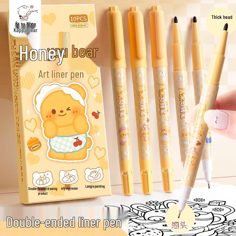 Kaba Bear Dual-Tip Fineliner Pen - Quick-Drying Ink, Versatile for Students & Art, Large Capacity Pet Paradise 10-pack чорний
Kaba Bear Dual-Tip Fineliner Pen - Quick-Drying Ink, Versatile for Students & Art, Large Capacity Pet Paradise 10-pack чорний