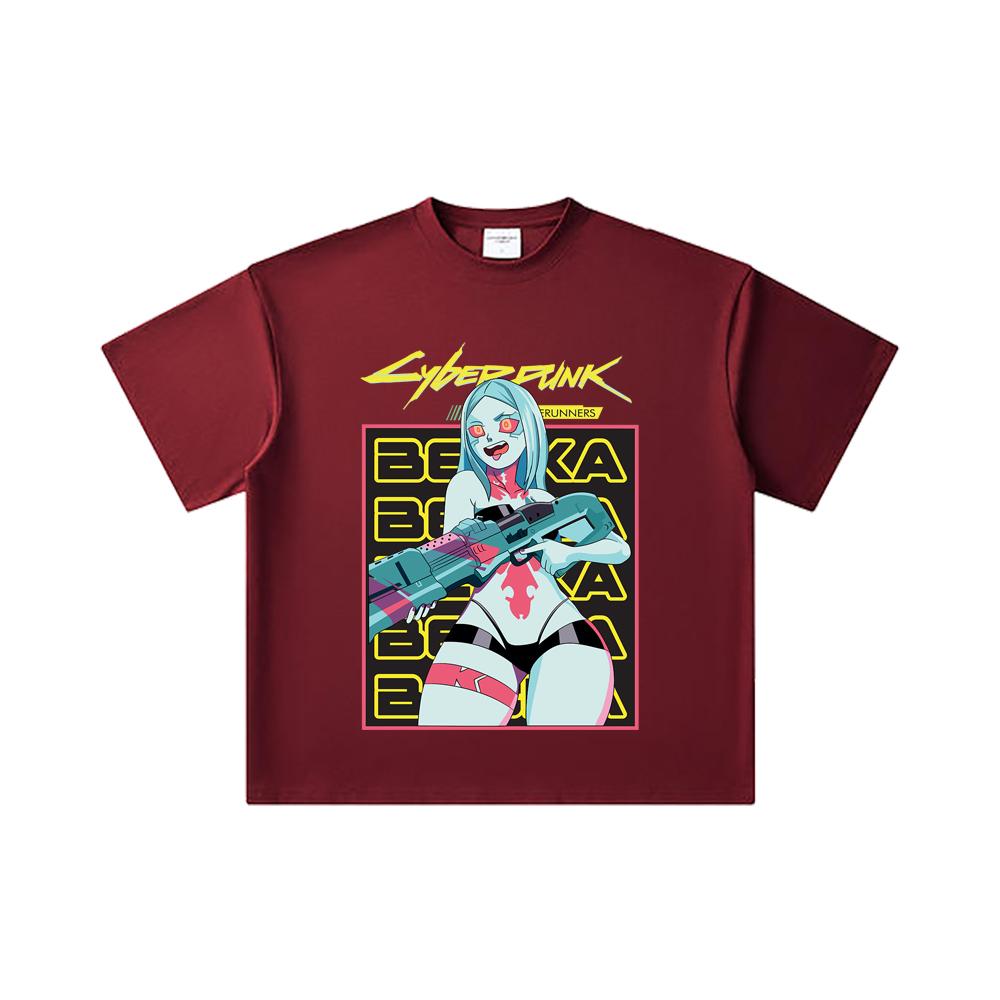 260 GSM Double Yarn 32 Count 100% Cotton Cyberpunk Edgerunners V3 Rebecca Print Unisex Heavy Cotton T Shirt 2XL вина червоного кольору
260 GSM Double Yarn 32 Count 100% Cotton Cyberpunk Edgerunners V3 Rebecca Print Unisex Heavy Cotton T Shirt 2XL вина червоного кольору
