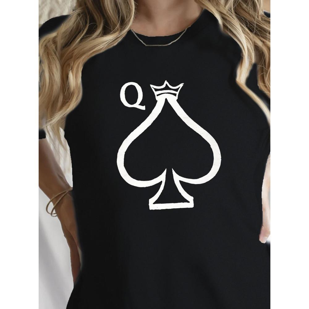 Spades Queen Illustration Printed T-Shirt for Summer Round Neck Short Sleeved Women Harajuku Sleeve Casual Aesthetic Clothes M
Spades Queen Illustration Printed T-Shirt for Summer Round Neck Short Sleeved Women Harajuku Sleeve Casual Aesthetic Clothes M