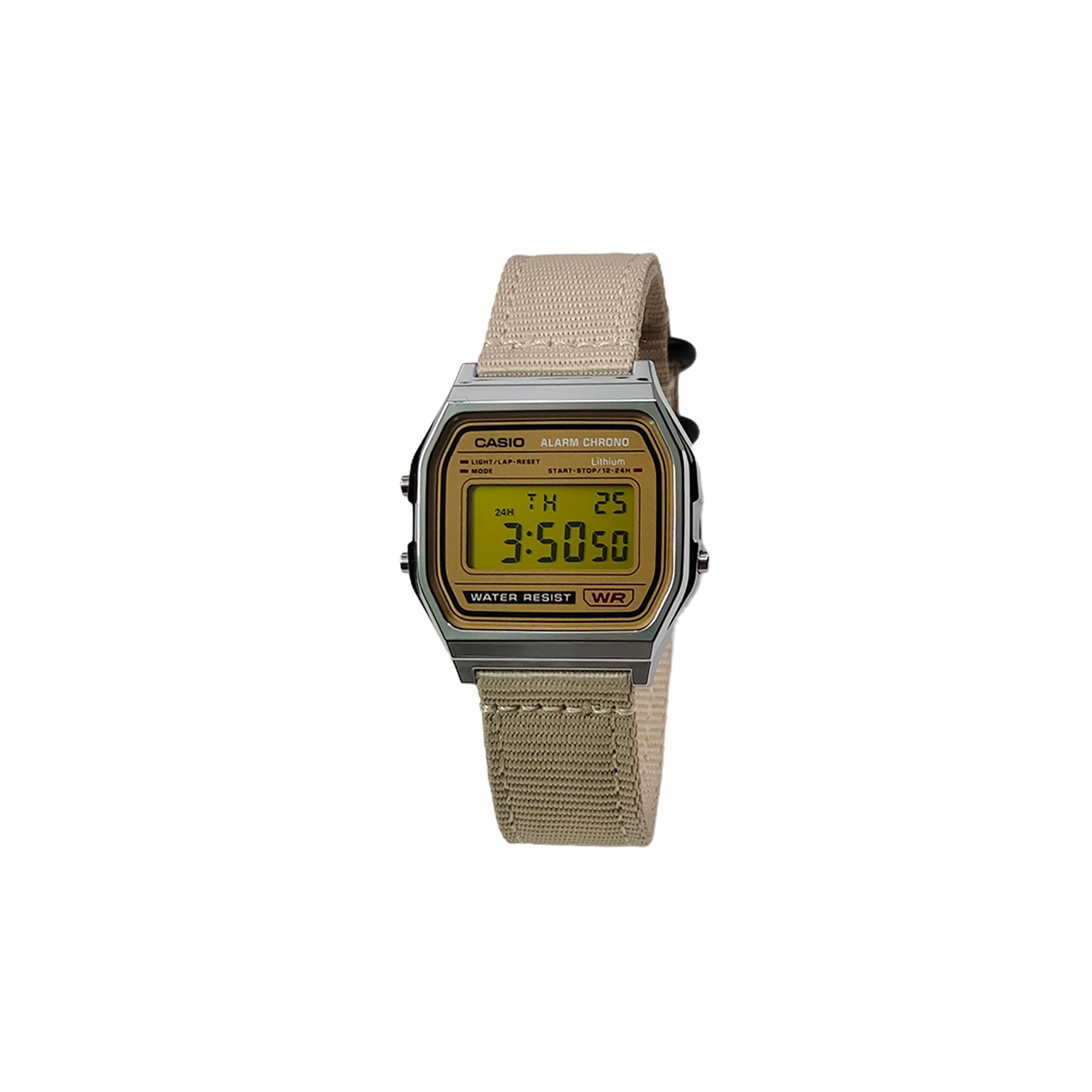 CASIO Custom Collection Quartz Movement Nylon Strap Watch Men s Watches Gold Dial A158WEA-9(Watch5--Luma-07) Beige Band
CASIO Custom Collection Quartz Movement Nylon Strap Watch Men s Watches Gold Dial A158WEA-9(Watch5--Luma-07) Beige Band
