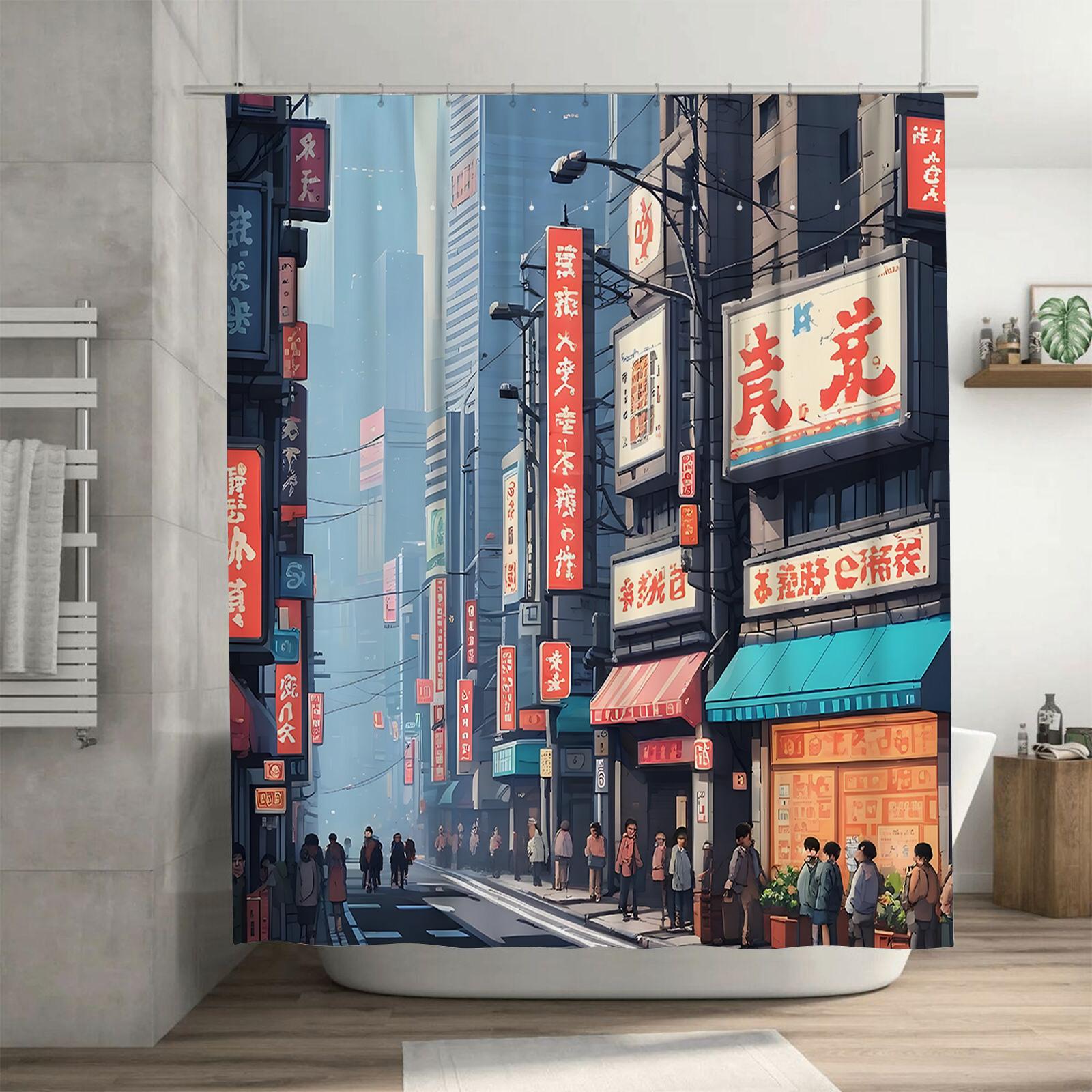 Anime Inspired Cityscape Shower Curtain Vibrant Japanese Signage Urban Aesthetic Design Perfect For Studio Ghibli Fans W60H190(CM)-1 Pcs
Anime Inspired Cityscape Shower Curtain Vibrant Japanese Signage Urban Aesthetic Design Perfect For Studio Ghibli Fans W60H190(CM)-1 Pcs