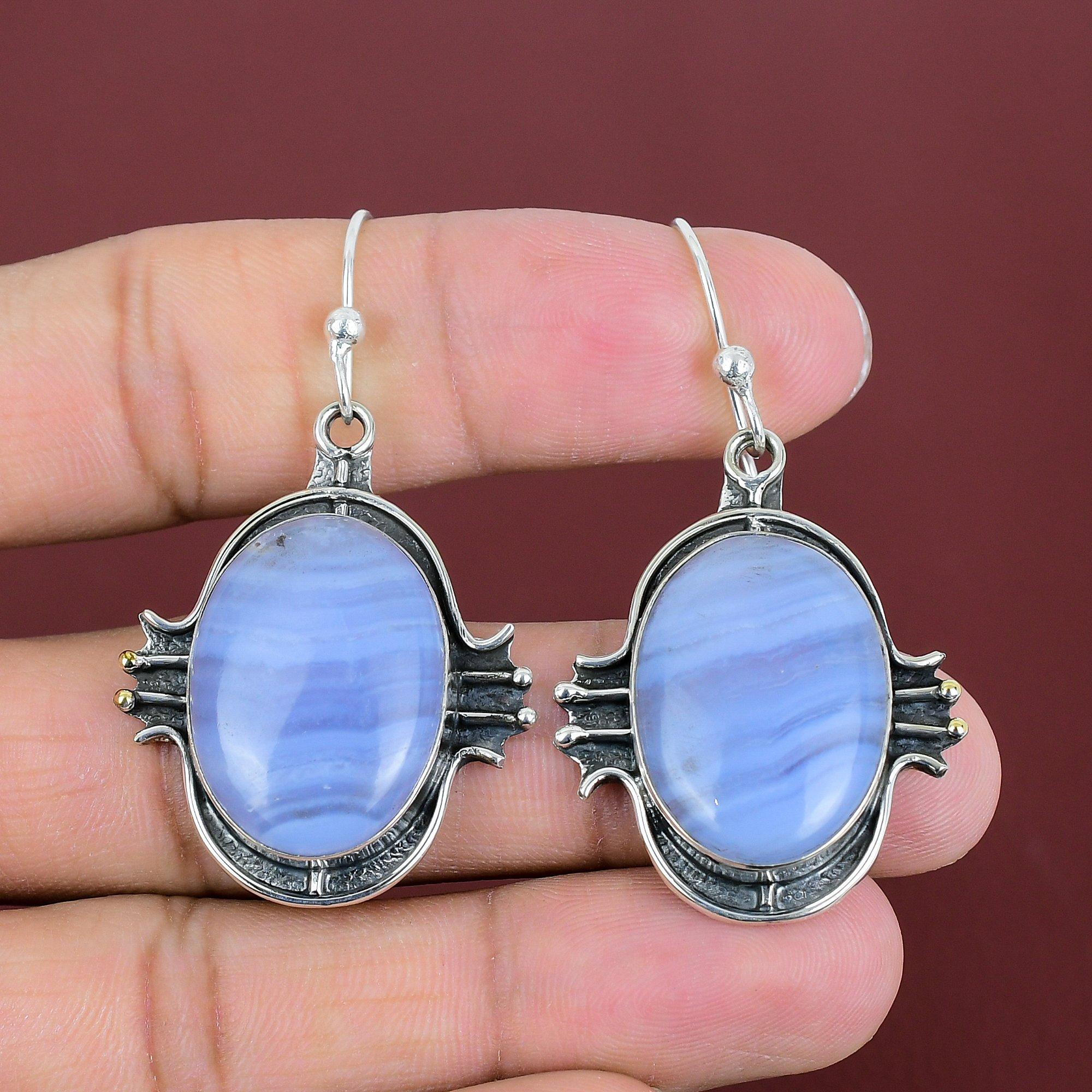 Blue Lace Agate Earrings Original Gemstone Jewelry 925 Sterling Silver Earrings Handmade Dangle Earring Engagement Gifts Brand New Earrings
Blue Lace Agate Earrings Original Gemstone Jewelry 925 Sterling Silver Earrings Handmade Dangle Earring Engagement Gifts Brand New Earrings