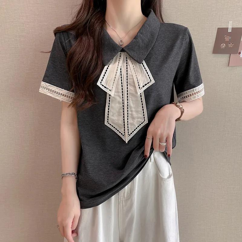 Collared Short-sleeved T-shirt Bottoming Shirt for Women Summer Casual Slim Design Right Shoulder Top 3XL сірий
Collared Short-sleeved T-shirt Bottoming Shirt for Women Summer Casual Slim Design Right Shoulder Top 3XL сірий