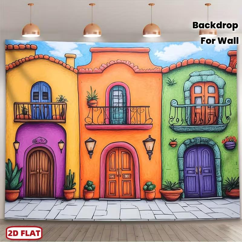 2D Colorful Mexican Village Backdrop, Hand-Drawn Street Scene Background for Themed Events 47.2x31.5inch/120*80cm
2D Colorful Mexican Village Backdrop, Hand-Drawn Street Scene Background for Themed Events 47.2x31.5inch/120*80cm