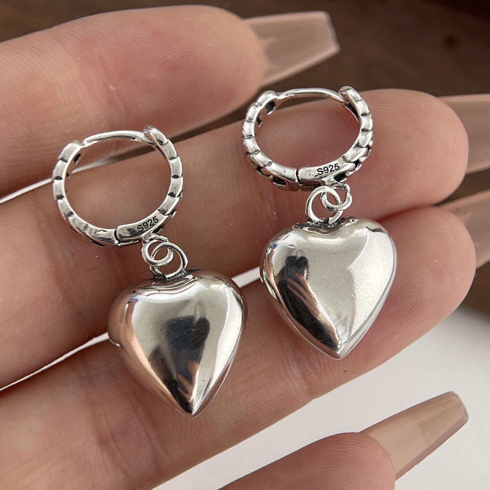 925 Sterling Silver Vintage Earrings For Women Simple Big Heart Earring Jewelry Prevent Allergy Party Accessories Gift
925 Sterling Silver Vintage Earrings For Women Simple Big Heart Earring Jewelry Prevent Allergy Party Accessories Gift