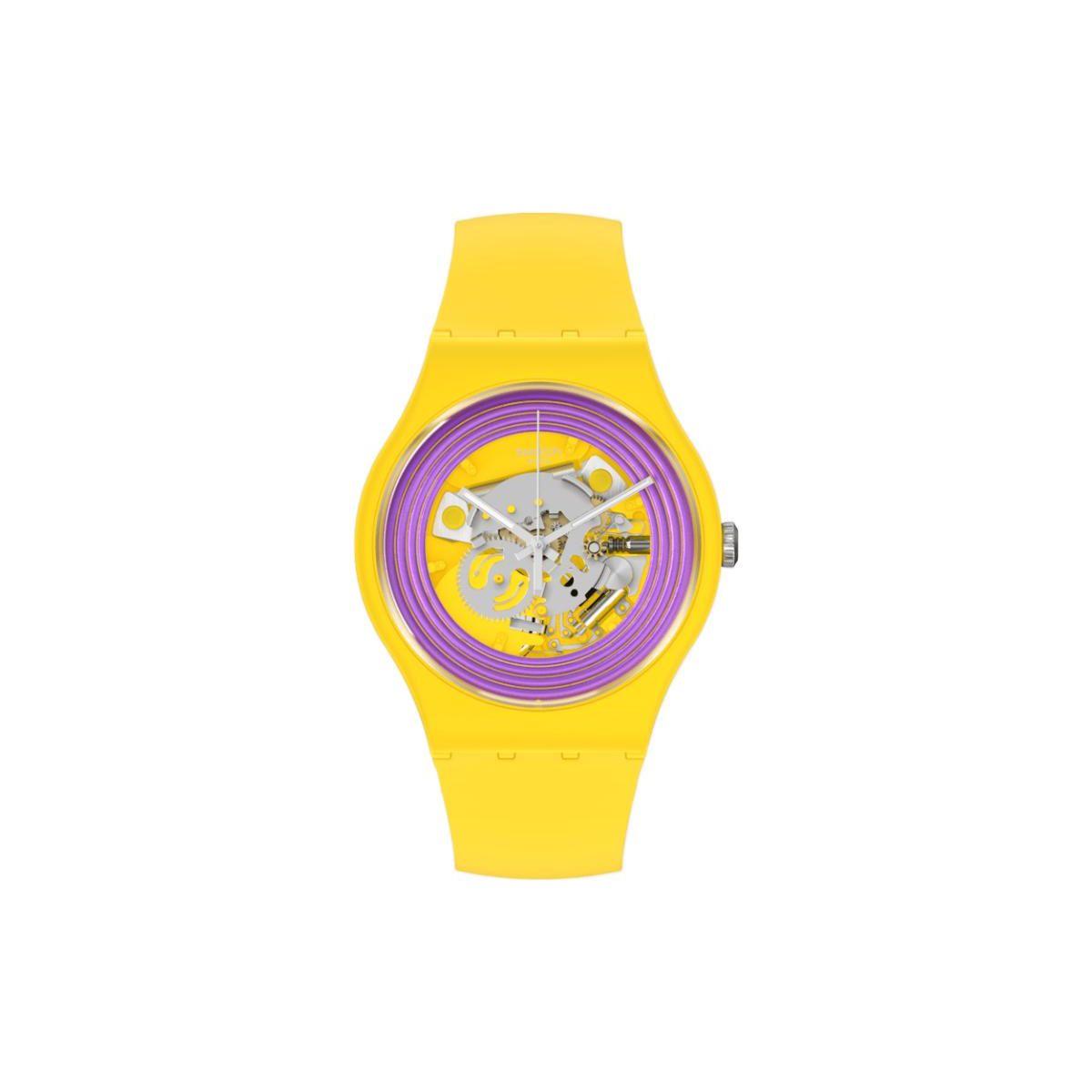 Swatch New Gent Series Quartz Movement Yellow Circus Unisex Watch 41mm Purple Dial Plastic Case Silicone Strap Unisex watches SO29J100 Yellow Cut-Out
Swatch New Gent Series Quartz Movement Yellow Circus Unisex Watch 41mm Purple Dial Plastic Case Silicone Strap Unisex watches SO29J100 Yellow Cut-Out