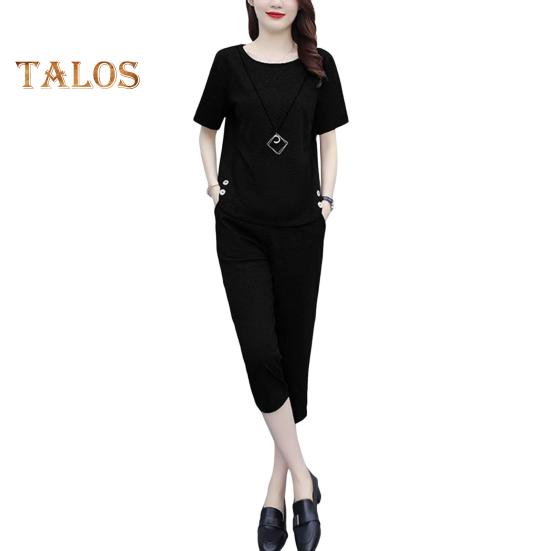 Женский летний комплект из двух предметов, повседневный комплект из топа с короткими рукавами и укороченных брюк, свободная одежда для отдыха, наряд для офиса и домашней вечеринки L чёрный
Женский летний комплект из двух предметов, повседневный комплект из топа с короткими рукавами и укороченных брюк, свободная одежда для отдыха, наряд для офиса и домашней вечеринки L чёрный