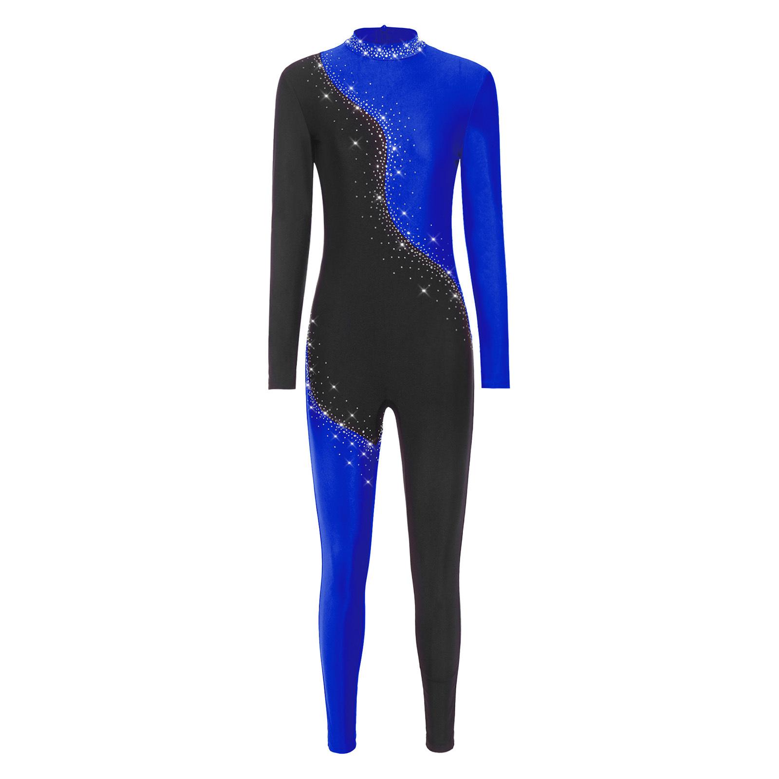 Womens Gymnastic Unitard Jumpsuit Rhinestones Long Sleeve Long Pants Back Zipper Color Blocking Full Body Bodysuit S синій
Womens Gymnastic Unitard Jumpsuit Rhinestones Long Sleeve Long Pants Back Zipper Color Blocking Full Body Bodysuit S синій