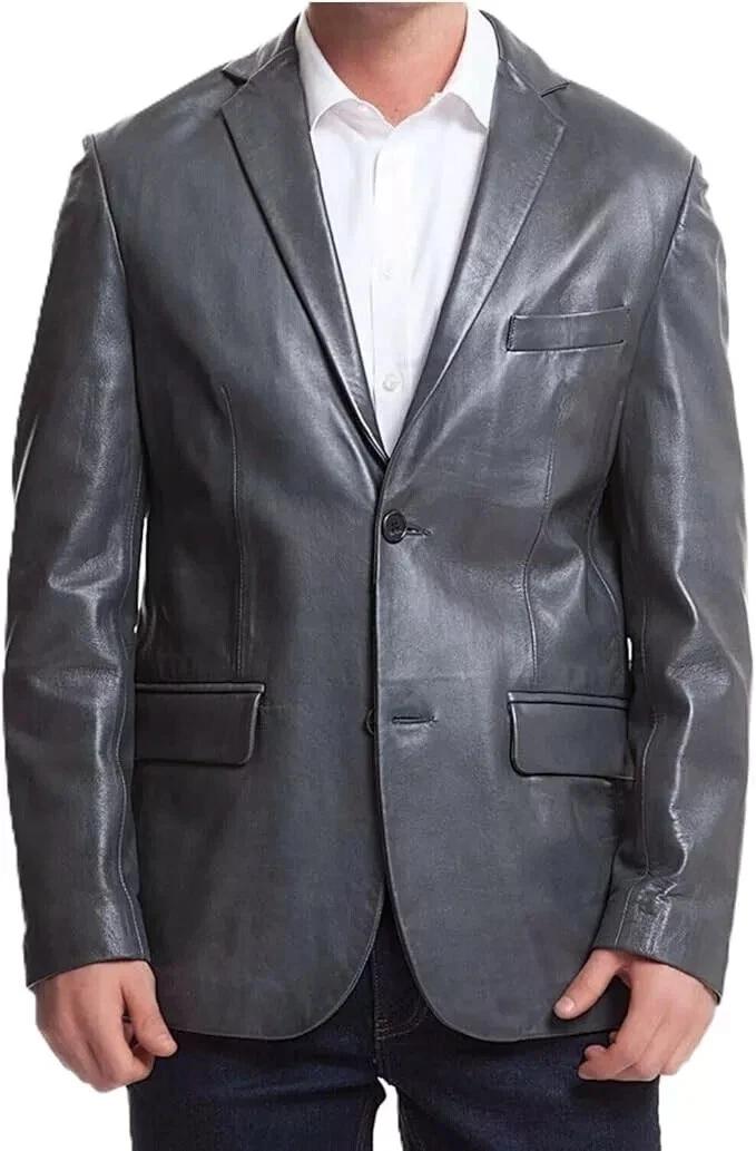 New Men Blazer Gray Two Button Handmade Genuine Leather Lambskin Formal Stylish 3XL сірий колір
New Men Blazer Gray Two Button Handmade Genuine Leather Lambskin Formal Stylish 3XL сірий колір