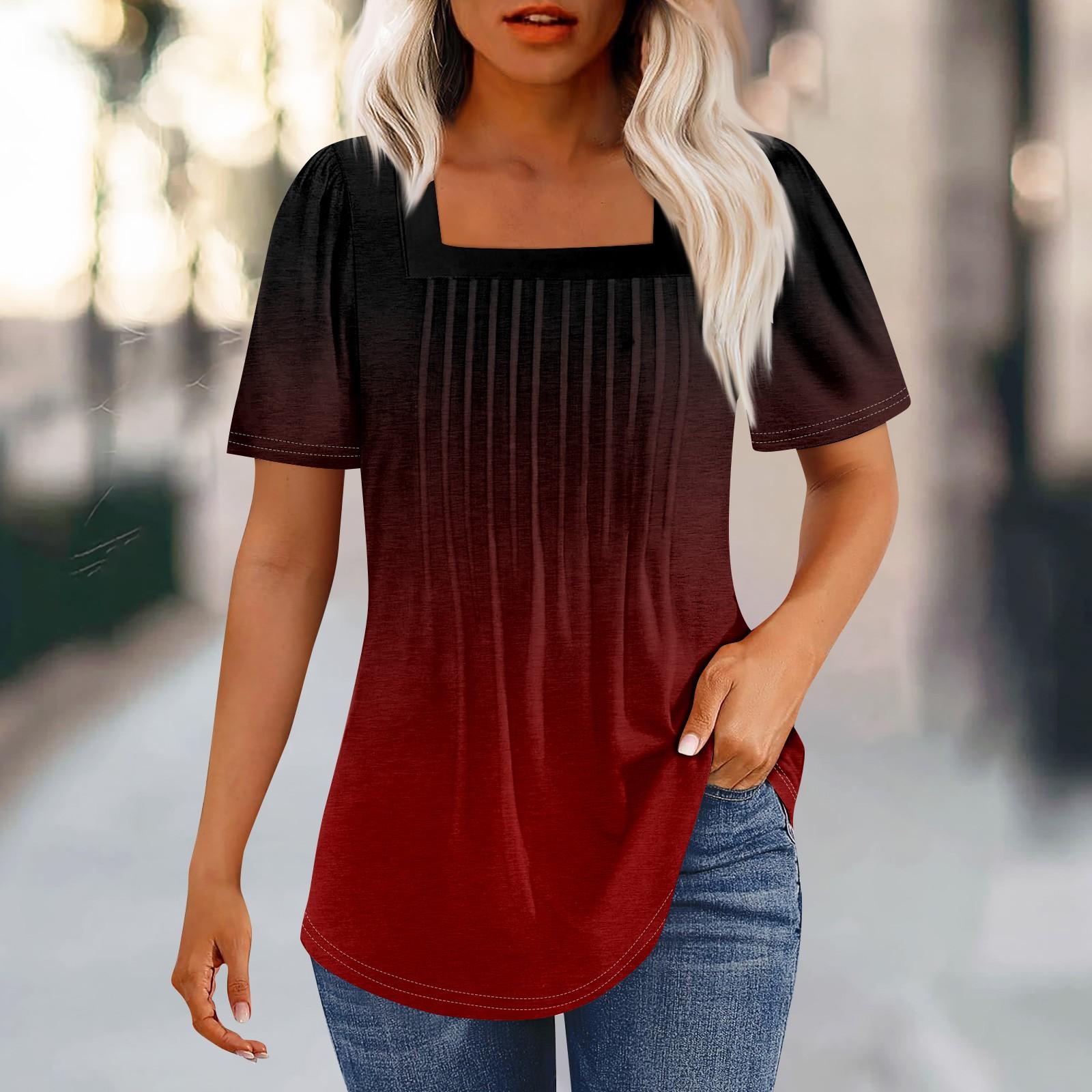 Футболки для женщин, плиссированные, с квадратным вырезом, нарядные, повседневные, блузки с принтом, с коротким рукавом, летние топы свободного кроя XL винный
Футболки для женщин, плиссированные, с квадратным вырезом, нарядные, повседневные, блузки с принтом, с коротким рукавом, летние топы свободного кроя XL винный