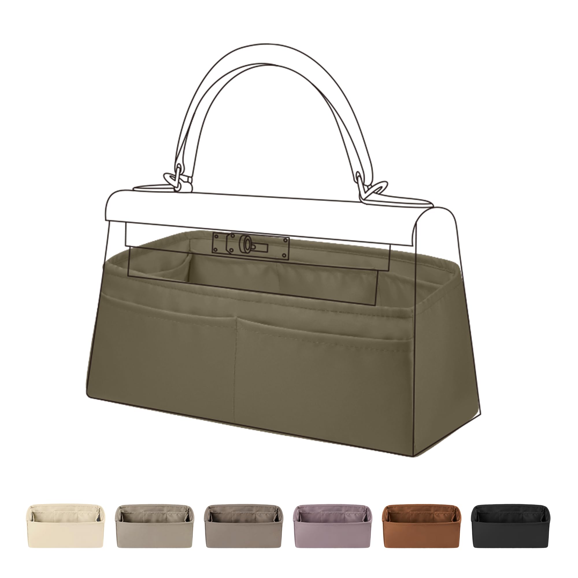 DGAZ inner bag luxury silk satin tote bag Kelly kelly Kelly bag-in-back mini/25/28/32/35Bags (Etaupe, mini1)
DGAZ inner bag luxury silk satin tote bag Kelly kelly Kelly bag-in-back mini/25/28/32/35Bags (Etaupe, mini1)