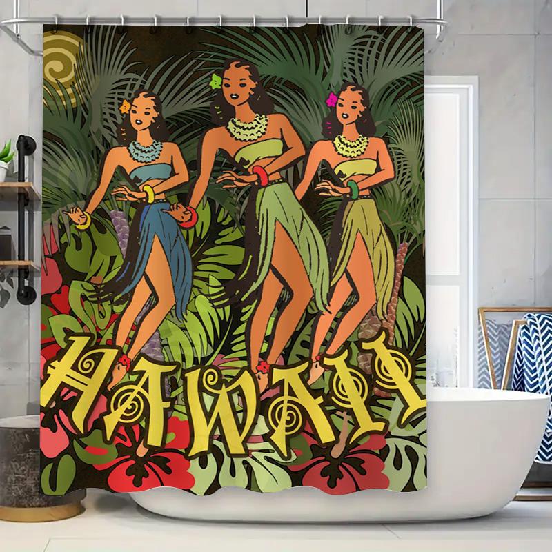 Vintage Hawaii Print Shower Curtain Set Women S Decorative Bath Tarp With Floral Pattern And Hula Dancers Theme (Red Green Color W60H190(CM)-1 Pcs
Vintage Hawaii Print Shower Curtain Set Women S Decorative Bath Tarp With Floral Pattern And Hula Dancers Theme (Red Green Color W60H190(CM)-1 Pcs