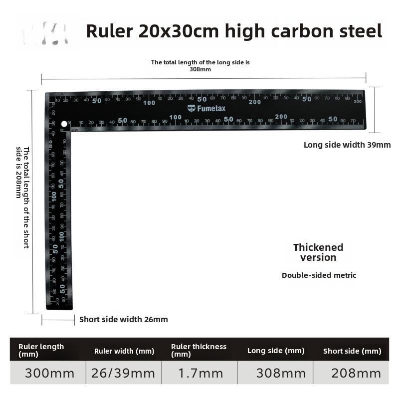Кутник з нержавіючої сталі 90° L-подібний для деревообробки 20x30CM square ruler чорний
Кутник з нержавіючої сталі 90° L-подібний для деревообробки 20x30CM square ruler чорний