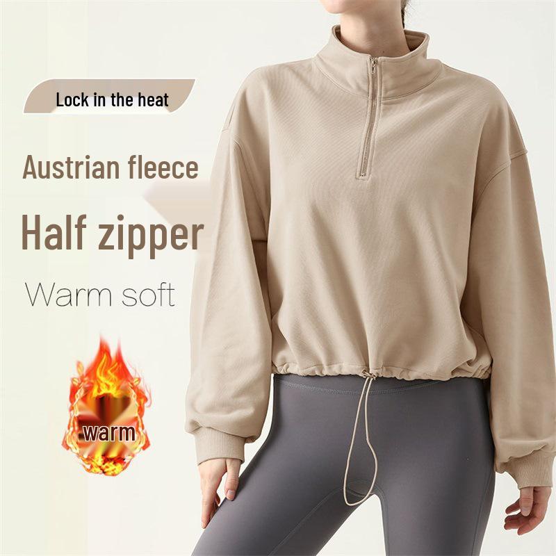 Women s Fleece-Lined Half-Zip High Collar Yoga Sweatshirt - Loose, Slim Fit, Long Sleeve for Autumn and Winter. Small
Women s Fleece-Lined Half-Zip High Collar Yoga Sweatshirt - Loose, Slim Fit, Long Sleeve for Autumn and Winter. Small