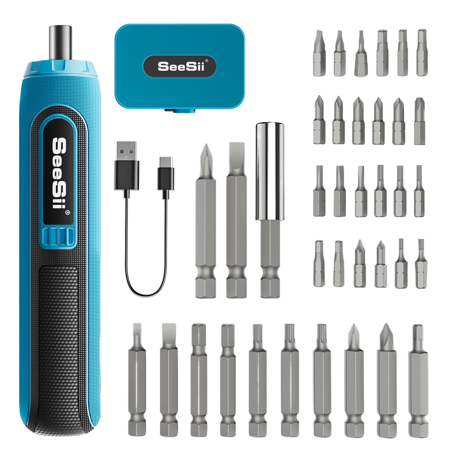 Seesii Latest Electric Rechargeable Cordless 4V Electric Screwdriver Ball Type USB LED Light Power Manual Furniture Assembly Storage Case Included
Seesii Latest Electric Rechargeable Cordless 4V Electric Screwdriver Ball Type USB LED Light Power Manual Furniture Assembly Storage Case Included